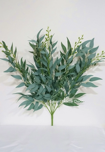 Silk Eucalyptus Leaves Bush, Fake Seeded Eucalyptus